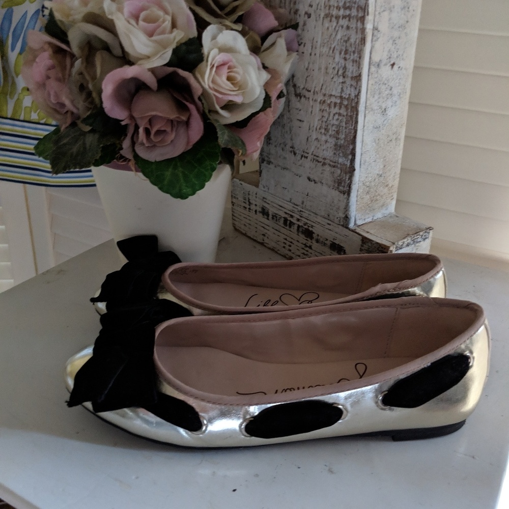 Libby Edelman  Flats Black Velvet BOWS.  Women's 6.5. #35